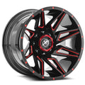 20x9 XF Off-Road XF-218 Gloss Black & Red Milled Wheel 5x5/5x5.5 (0mm)