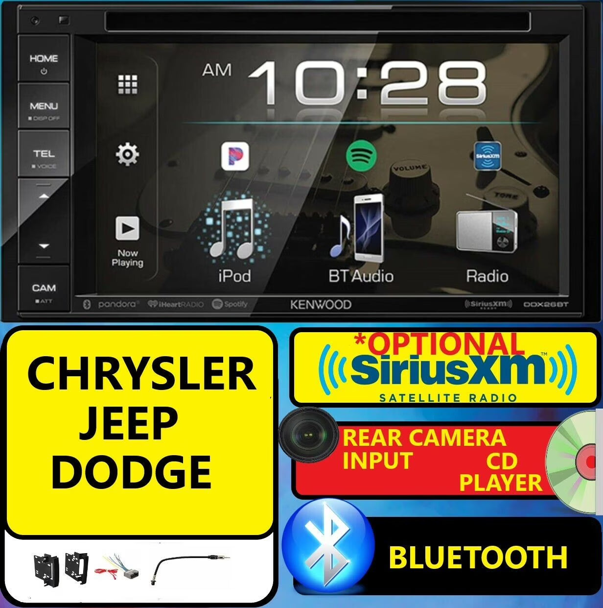CHRYSLER JEEP DODGE Jensen Navigation Double Din DVD Radio Stereo bluetooth bt
