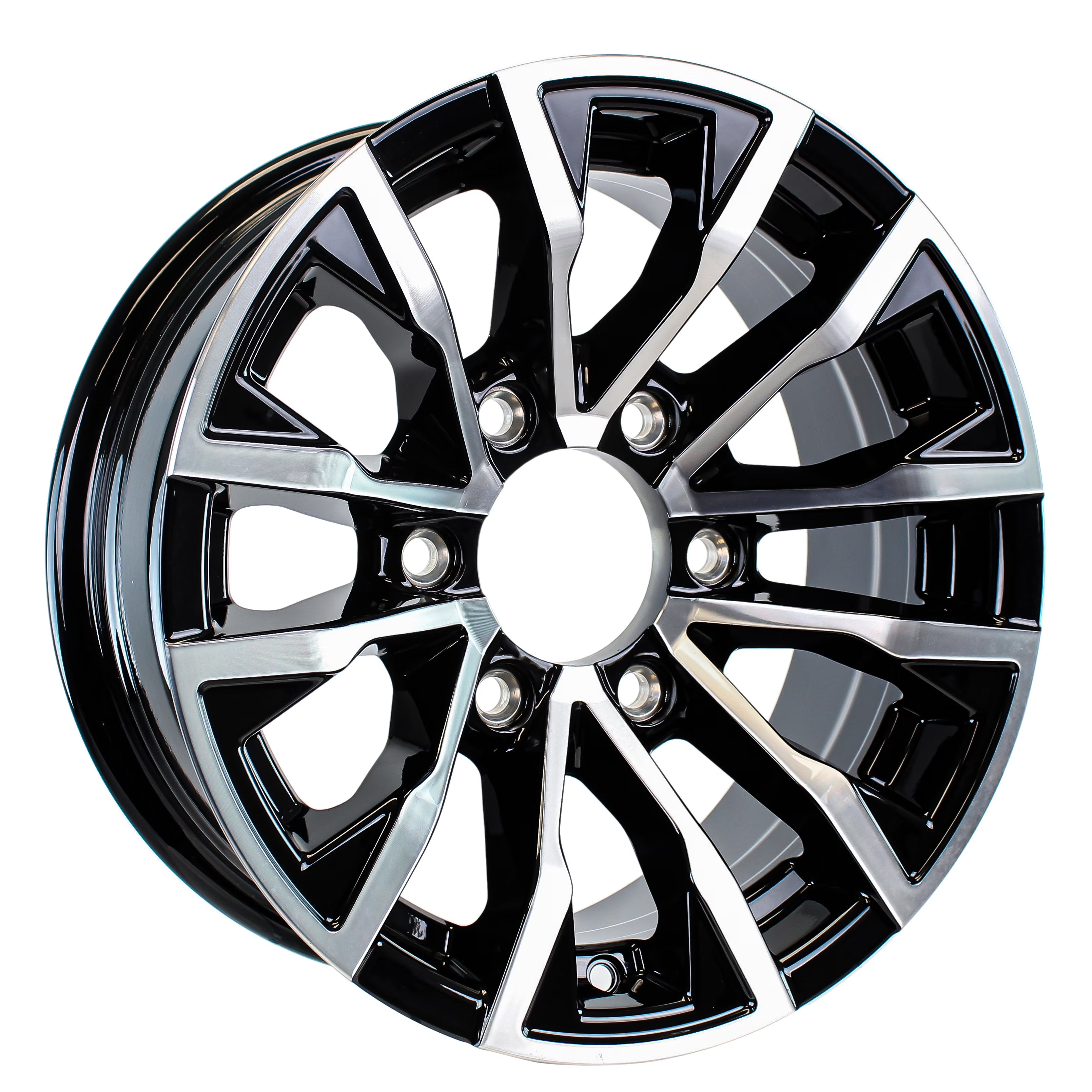 eCustomrim Aluminum Trailer Wheel 16X6 16  Edge Black 6 Lug On 5.5  Center Rim