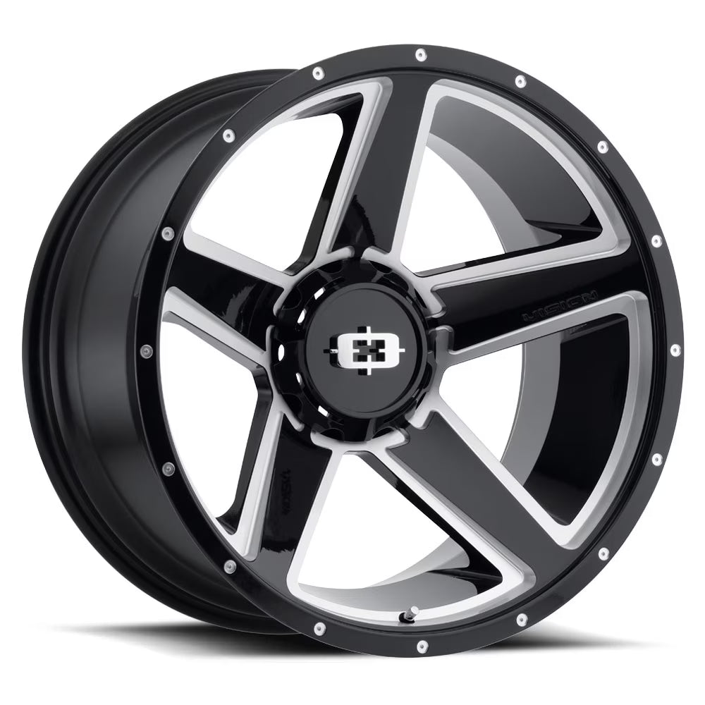 20  Vision 390 Empire Black Milled Wheel 20x11.5 8x180 -44mm Chevy GMC 8 Lug Rim