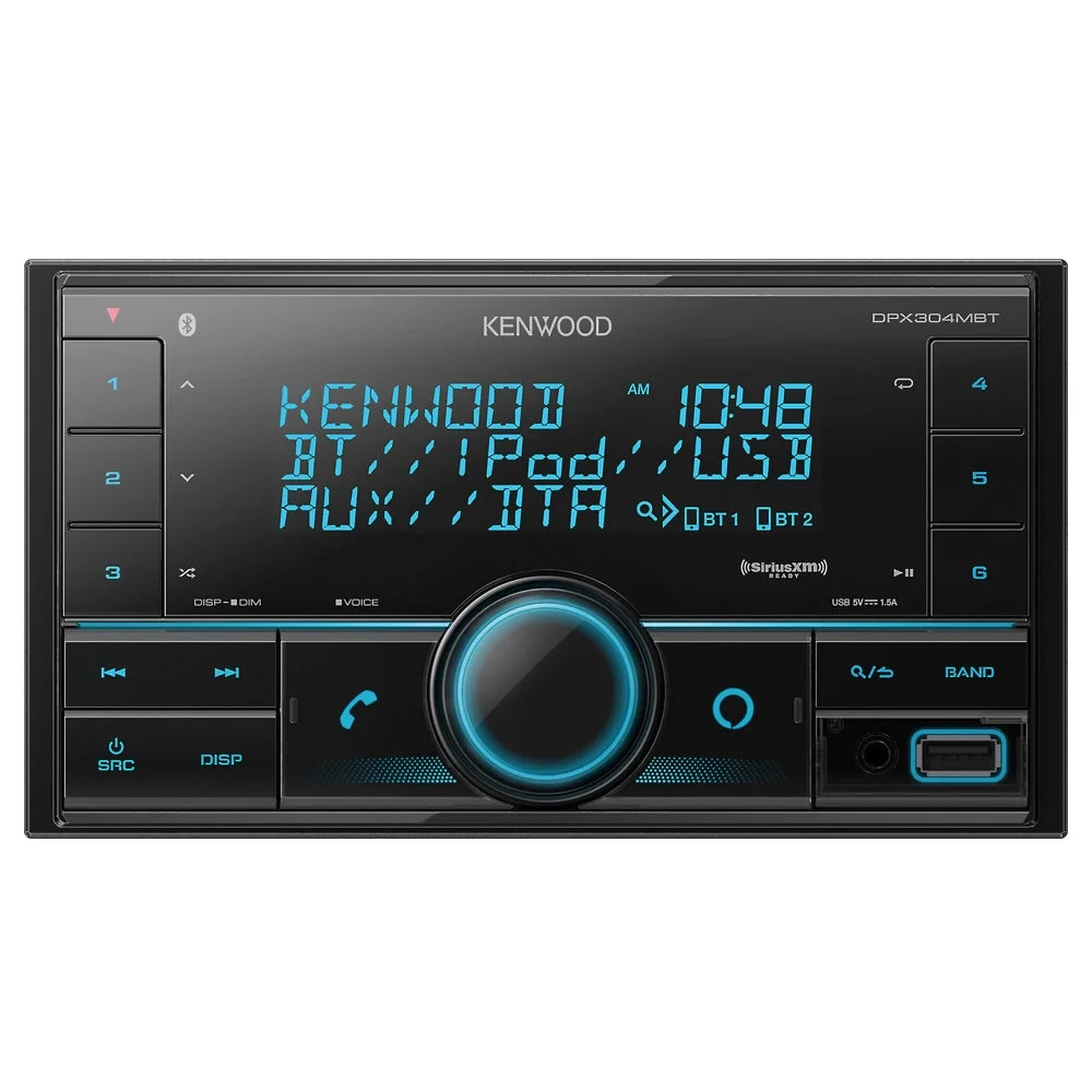 Restored Kenwood DPX304MBT Double-DIN In-Dash Digital Media Receiver with Bluetooth and SiriusXM Ready (Refurbished)
