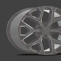 Performance Replicas Cast Aluminum Wheel PR177 22x9 6x5.5 G-BLK RED-MILL 24mm, 177MR-2295824