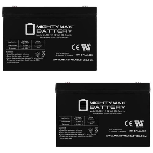 12V 100Ah SLA Replacement Battery Compatible with Pride Wrangler PMV Mobility Scooter - 2 Pack