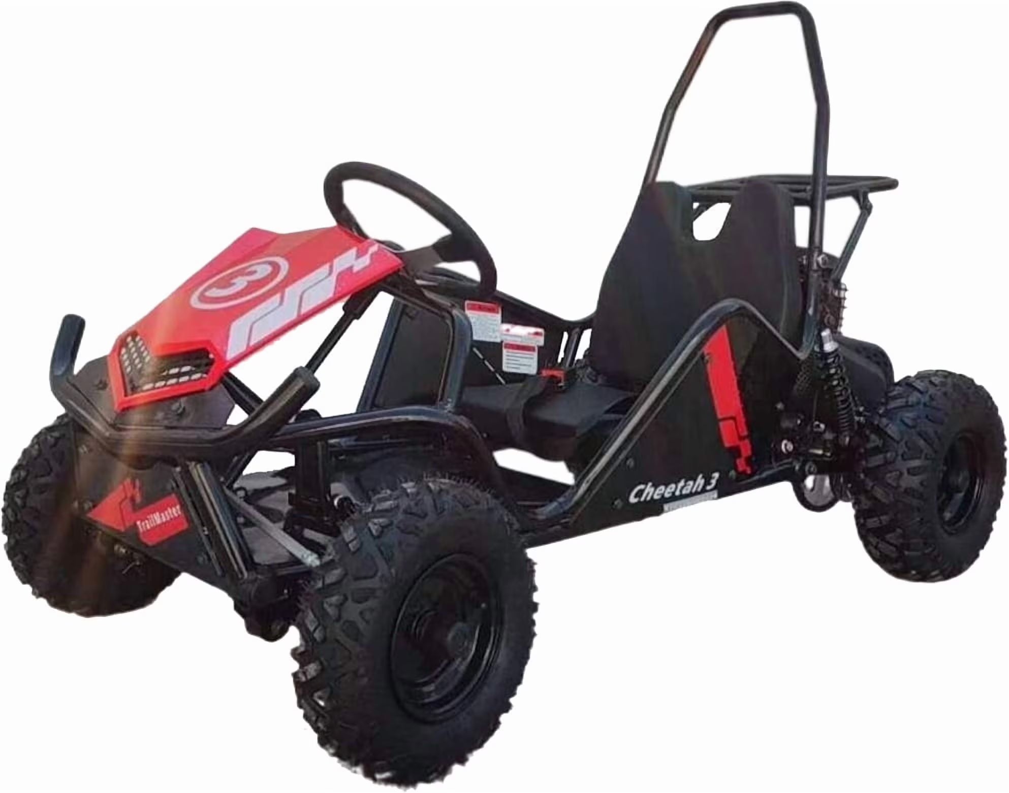 TrailMaster Cheetah 3 Youth Go Kart, 80cc Engine, Max Speed 21 MPH, Ages 6?C10, Single Seat, Automatic CVT, Pull Start, Roll Bar & Seat Belt ?C Red