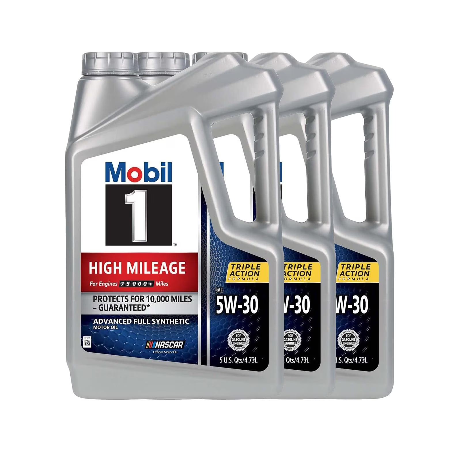 Mobil 1 High Mileage Full Synthetic Motor Oil 5W-30, 5 qt (3 Pack)
