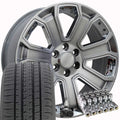 OE Wheels 20 inch Hyper 5661 Rims, Bridgestone Tires Lugs TPMS Fit Specific GM Trucks Silverado Style