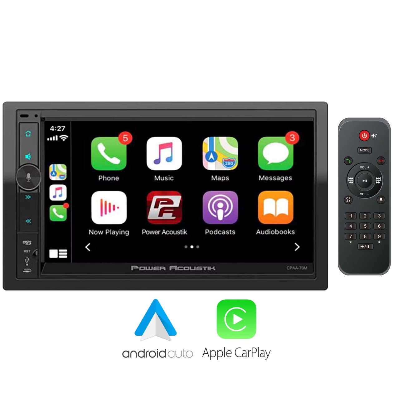 Power Acoustik 7  Double DIN Fixed Face Touchscreen Mechless Receiver CPAA-70M