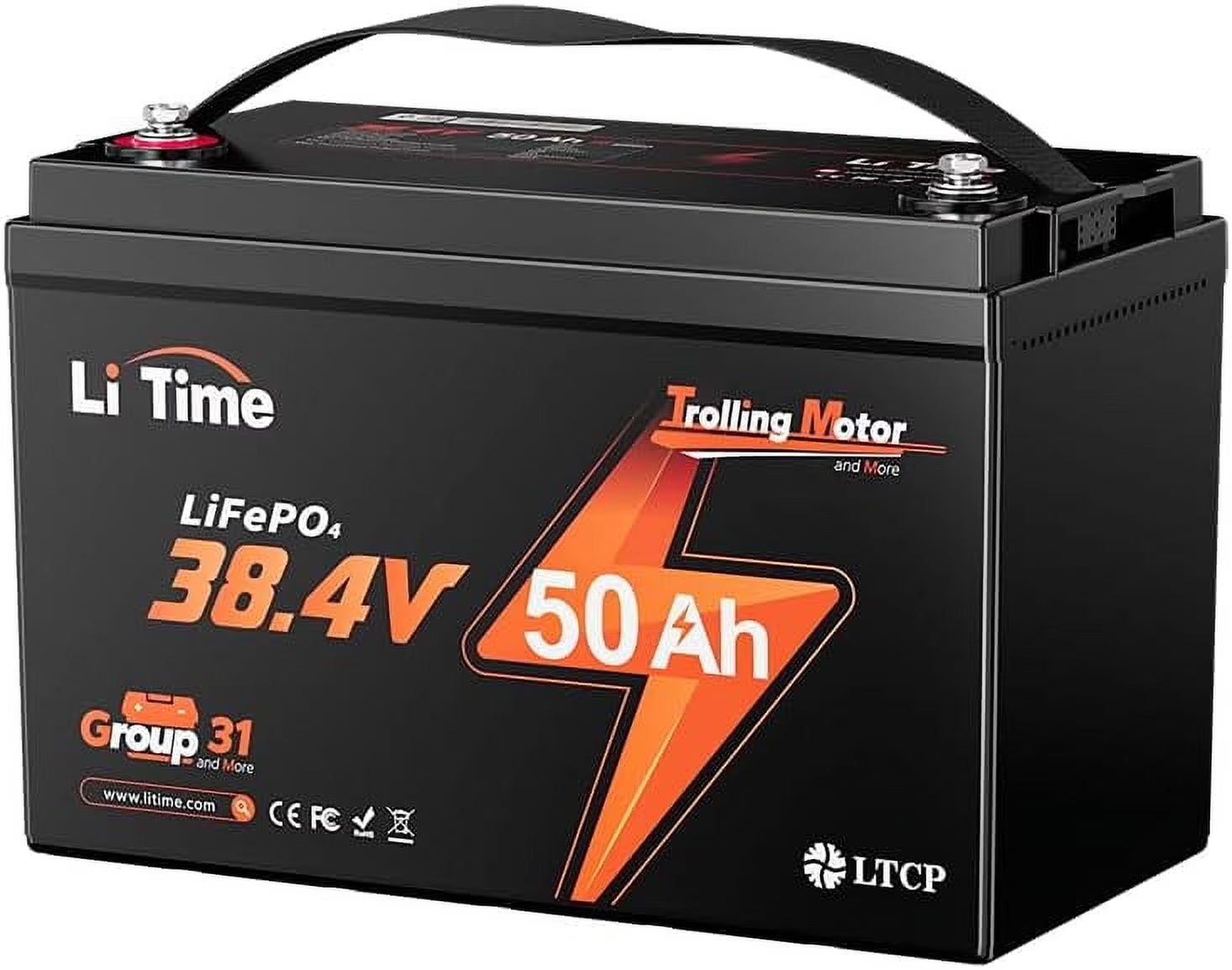LiTime 36V 50Ah Low-Temp Protection LiFePO4 Battery 50A BMS Deep Cycle Group31 Lithium Iron Phosphate Battery Perfect for Trolling Motors, Marine, Boat, Home Energy