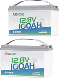 Redodo 2 Pack 12V 100Ah LiFePO4 Battery 100A BMS 1280Wh Group 31 Lithium Battery for RV Solar Energy Storage