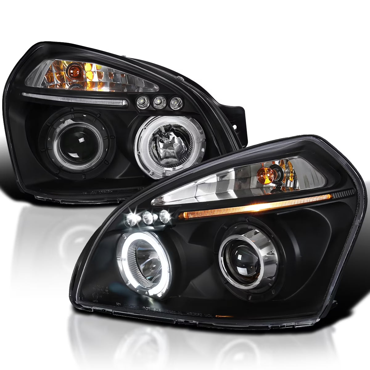 Spec-D Tuning Projector Headlights Black Compatible with 2005-2009 Hyundai Tucson All Modles, Left + Right Pair Headlamps Assembly