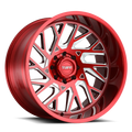 Tuff T4B 22X12 8X165.1 -45Et 125.1Cb Candy Red W/ Milled Spoke Wheel