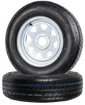 eCustomrim 2-Pack Radial Trailer Tire Rim ST205/75R15 205/75 Load C 5 Lug Bolt White Wheel