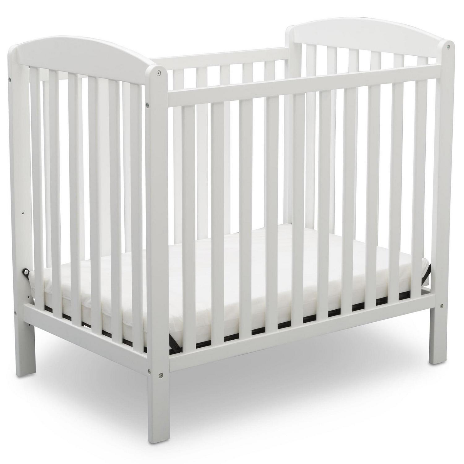 Delta Children NEW Gateway Mini Convertible Baby Crib with Mattress. Bianca White