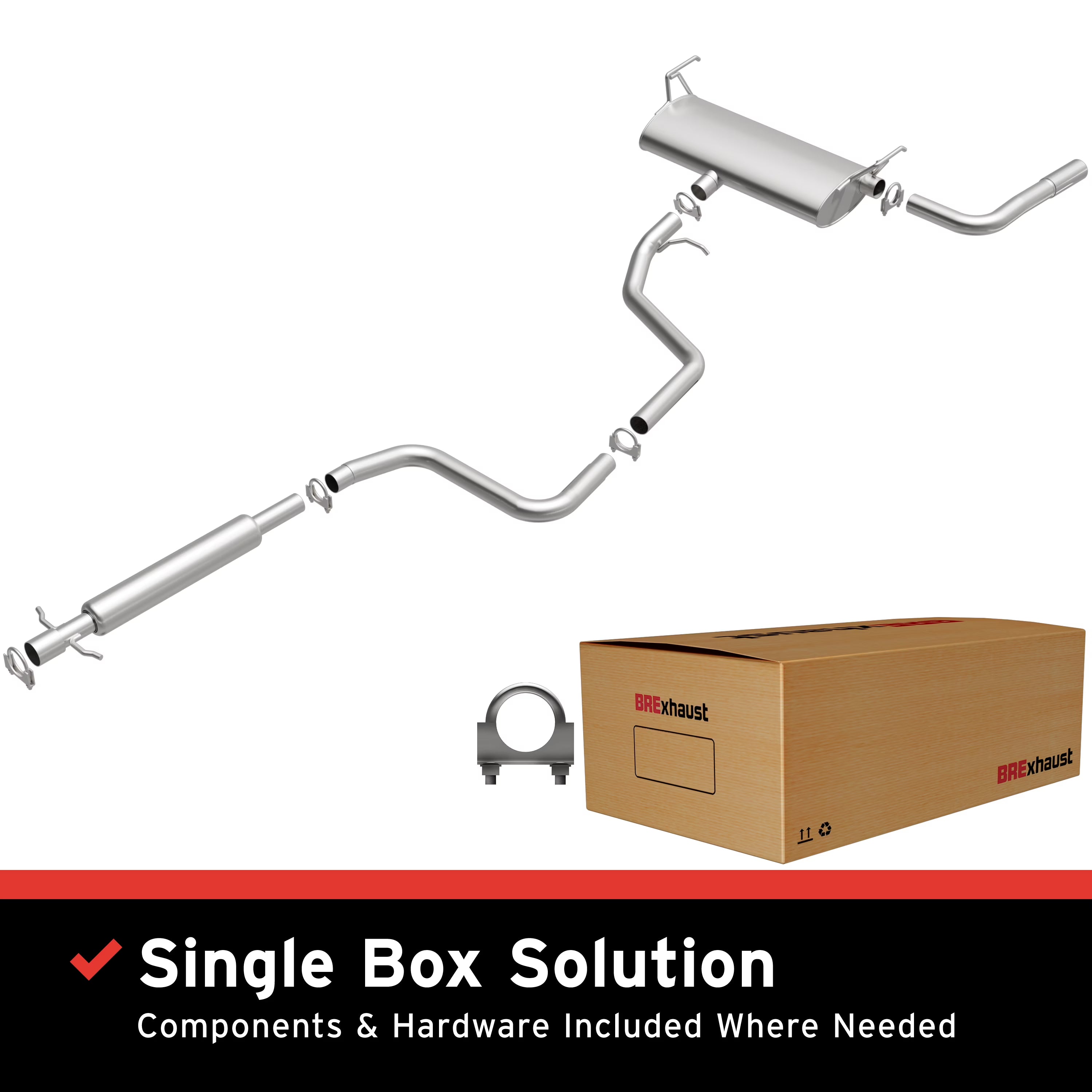BRExhaust OE Replacement Exhaust System Kit 106-0259: Compatible with 2008-2012 Chevrolet Malibu 2.4L, 2008-2010 Chevrolet Malibu 3.5L, 2008-2009 Pontiac G6 2.4L, 2008-2009 Saturn Aura 2.4L