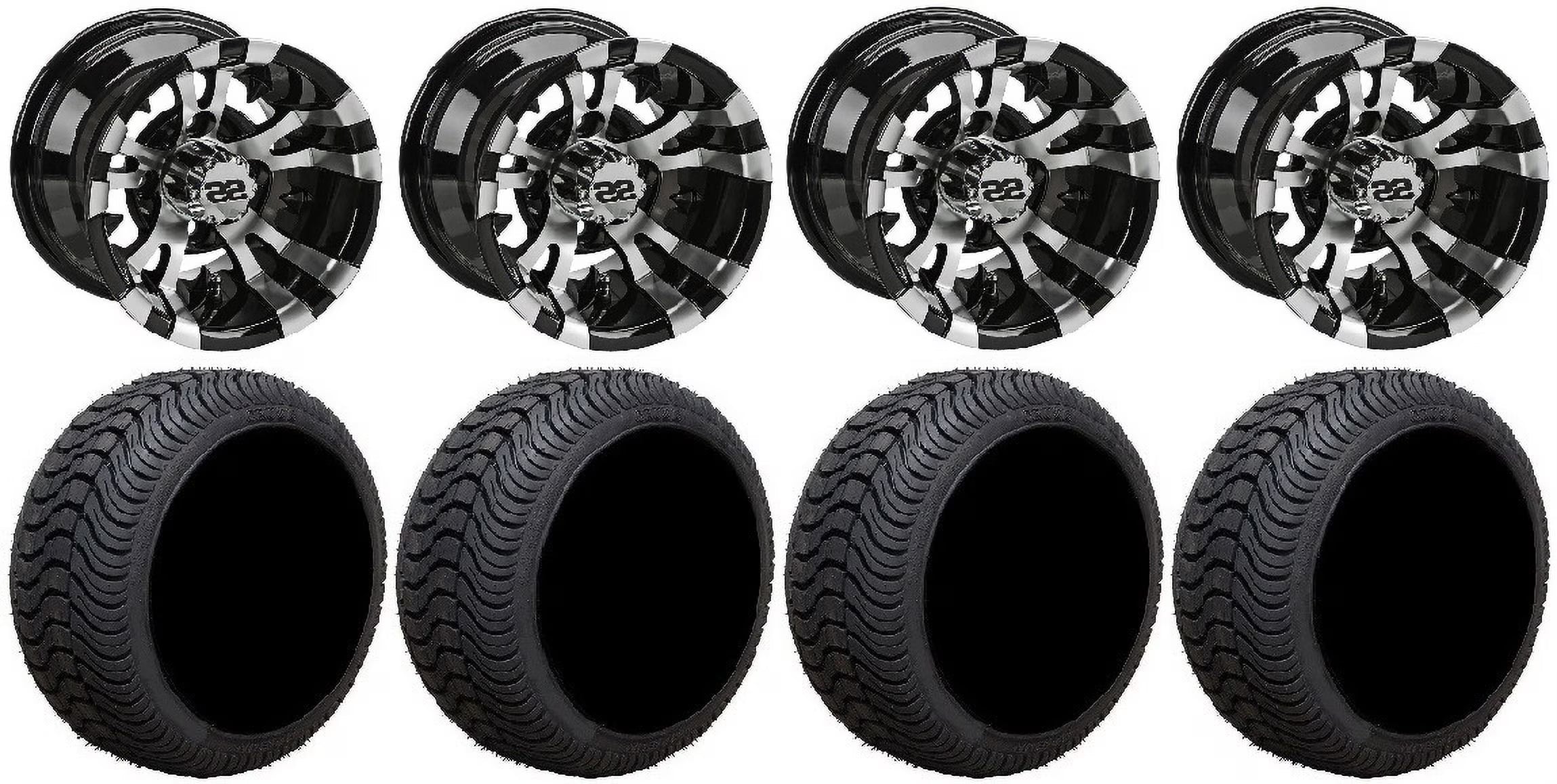 LSI Warlock 10  Black Golf Wheels 205x50-10 Cruze Tires E-Z-GO & Club Car