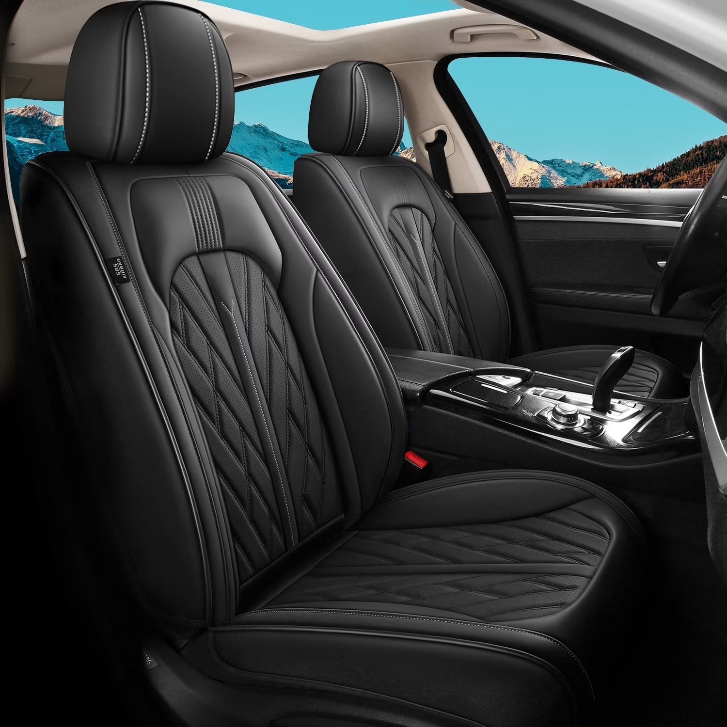 AOMSAZTO Car Seat Covers Fit for Honda Civic 2003-2015 Full Set Leather Seat Cushion Waterproof Automotive Seat Protectors(5 Seats,Black)