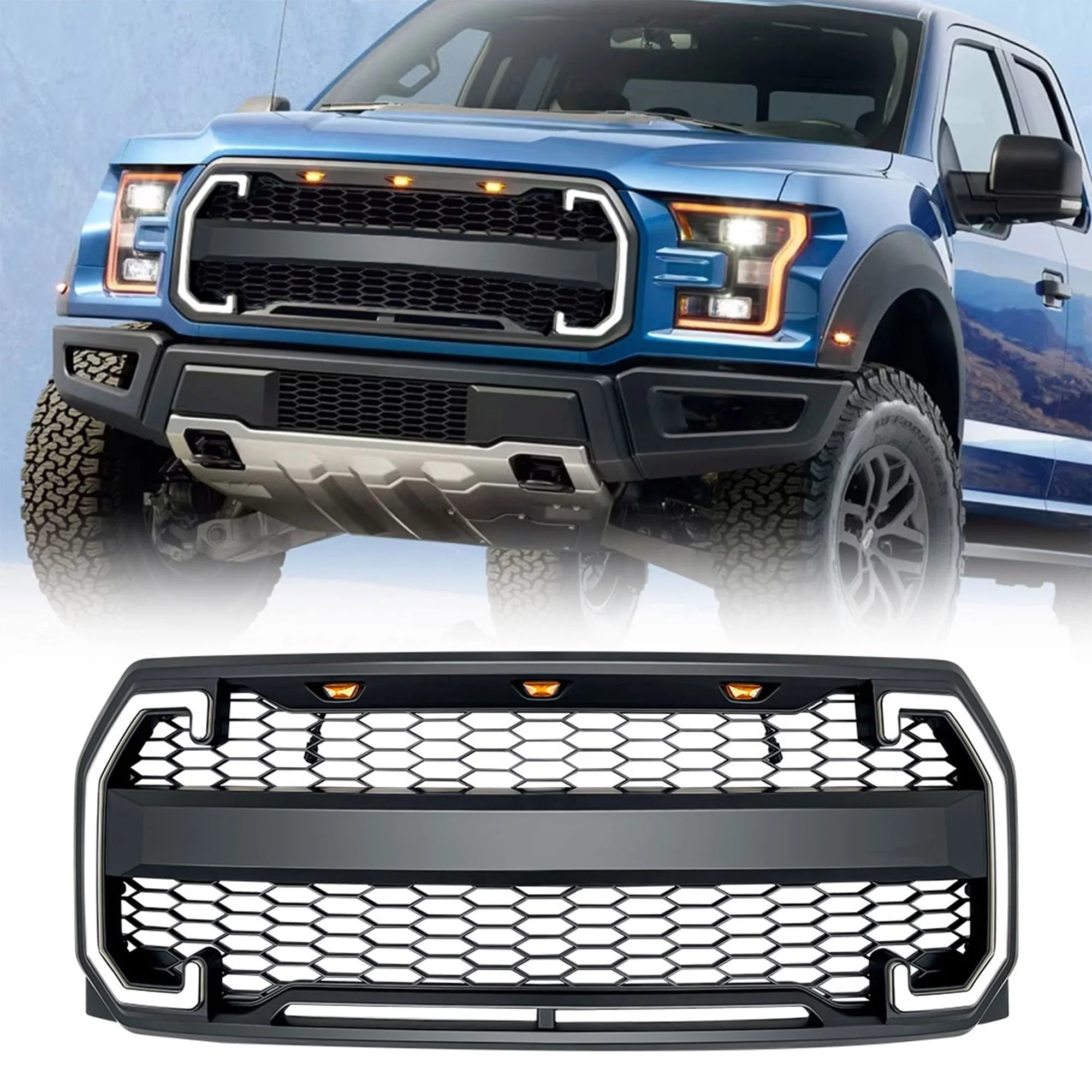 Pre-Owned AMERICAN MODIFIED Raptor Style Grille /Turn Lights for 15-17 Ford F150