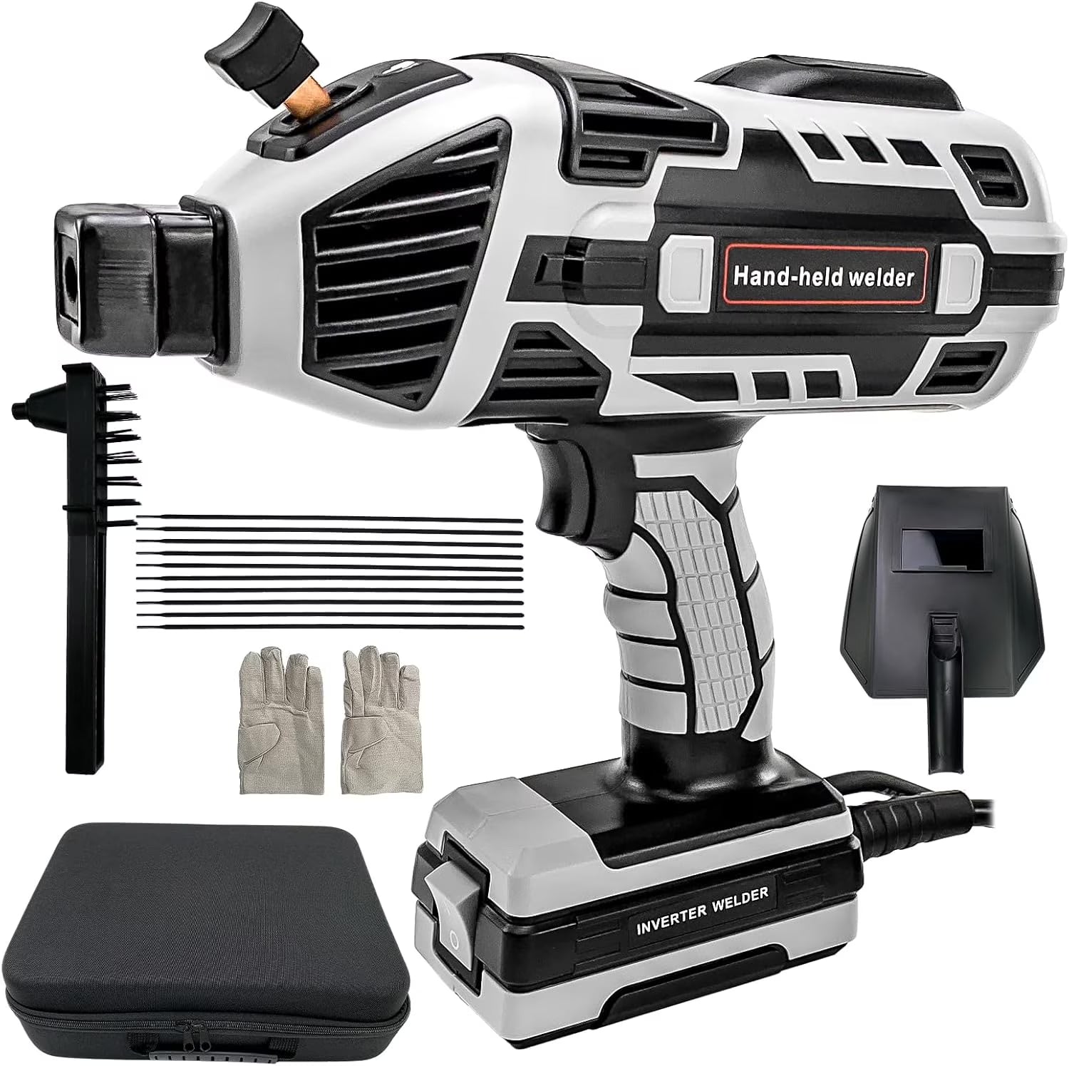 Handheld Welding Machine 110V 20-120Amp Portable ARC Welder Gun Hand Held Welder Machine with IGBT Inverter 6 Variable Current Adjustment for 1/16''-1/8'' Welding Rods Welding Tool Kit