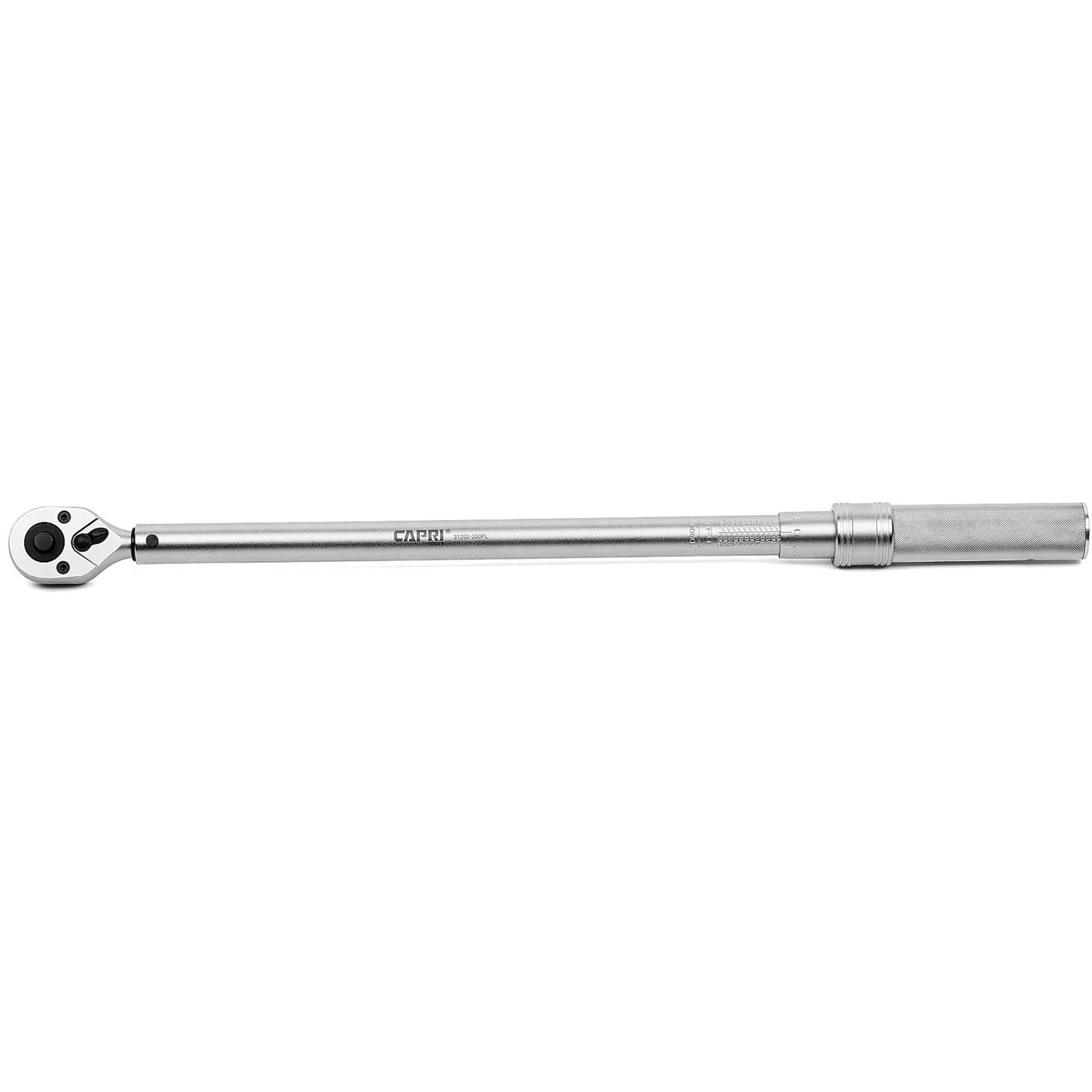 Capri Tools 30-250 Foot Pound Industrial Torque Wrench, 1/2  Drive, Matte Chrome