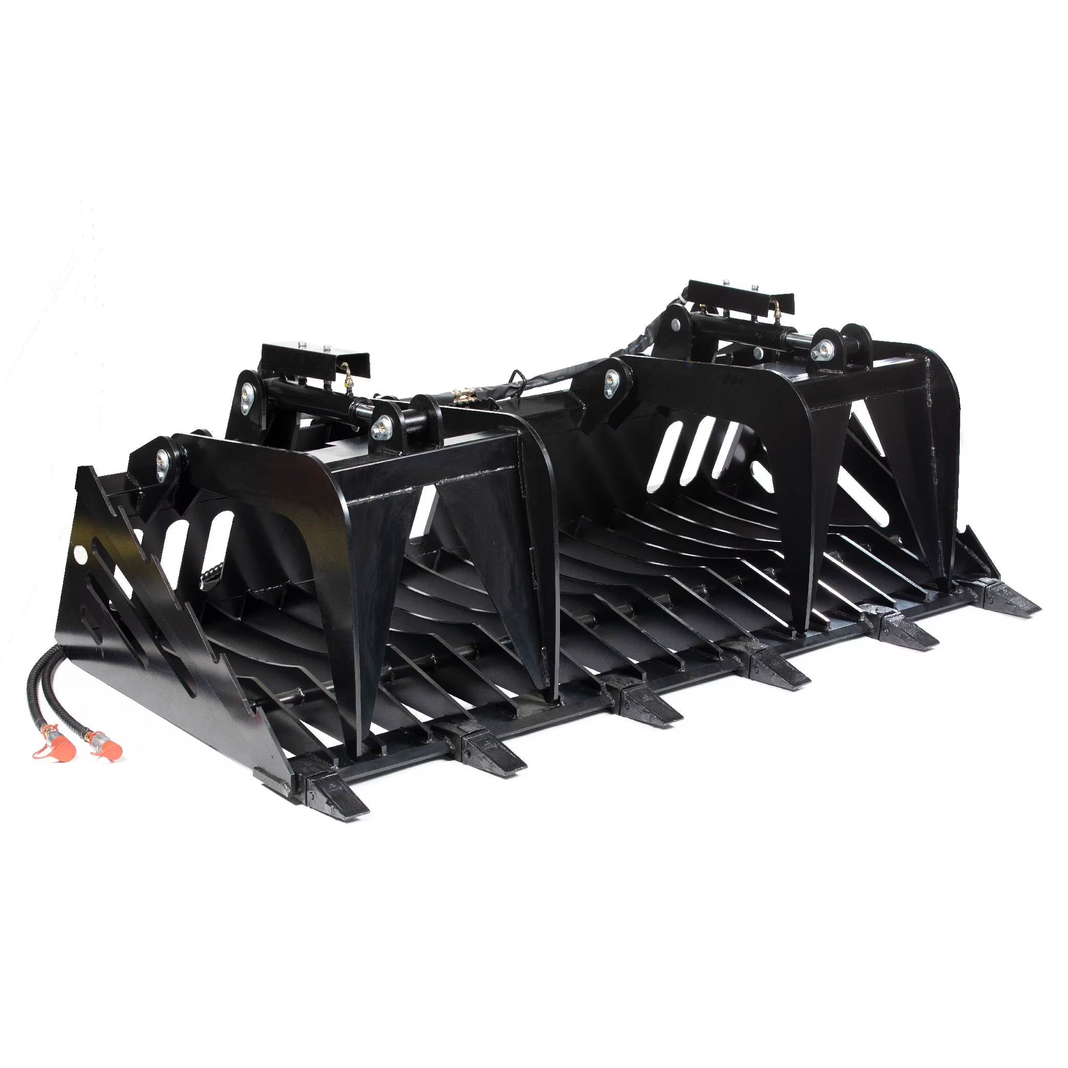 Titan Attachments 82  Skeleton Rock Grapple Rake, Universal Skid Steer Quick Tach, Fine-Grade Open Tine Bottom, Replaceable Cast Bucket Teeth, Reinforced Side Cutters, Universal Landscape Attachment