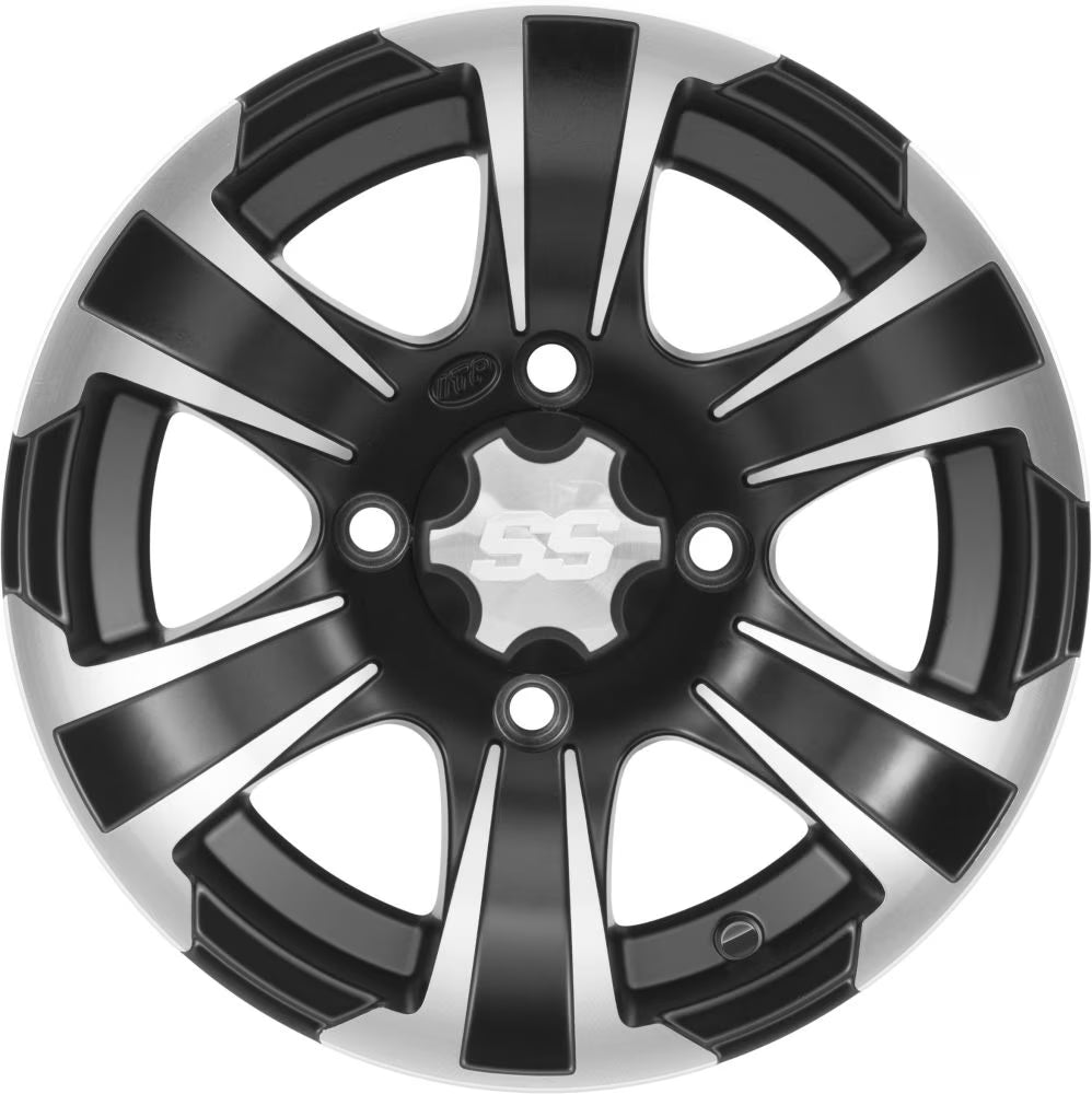 Matte Black w/Machined 14x6, 4/156, 4+2 ITP SS312 Alloy Aluminum Wheel -