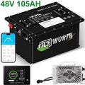 48V 105AH Golf Carts Battery,Lithium LiFePO4 Batteries Bluetooth with a Smart Monitor APP & 58.4V 20A Charger,51.2V for RV Trolling Motor Solar Marine,Built in 200A BMS