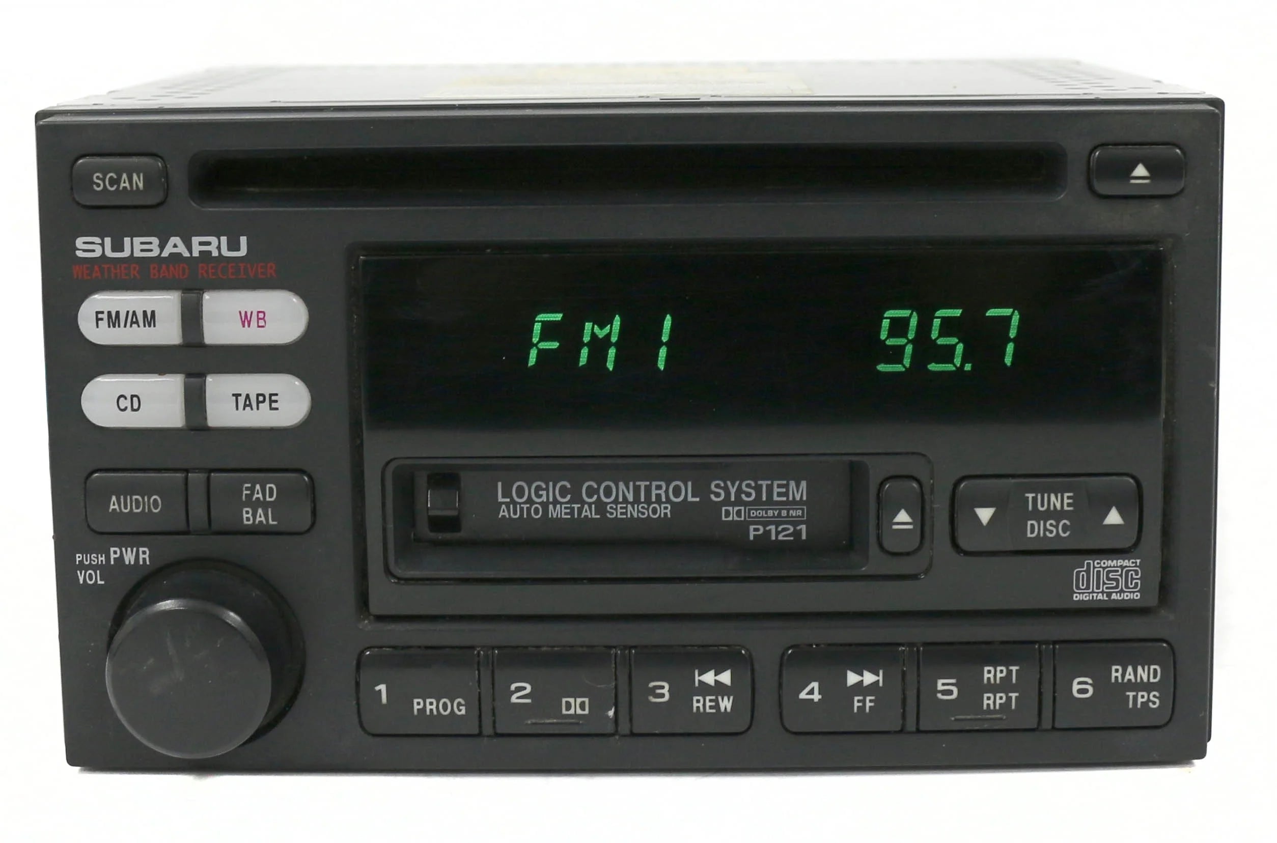Restored 2000-2002 Subaru Legacy AM FM Radio CD Cassette 86201AE12A Face Code P121 (Refurbished)