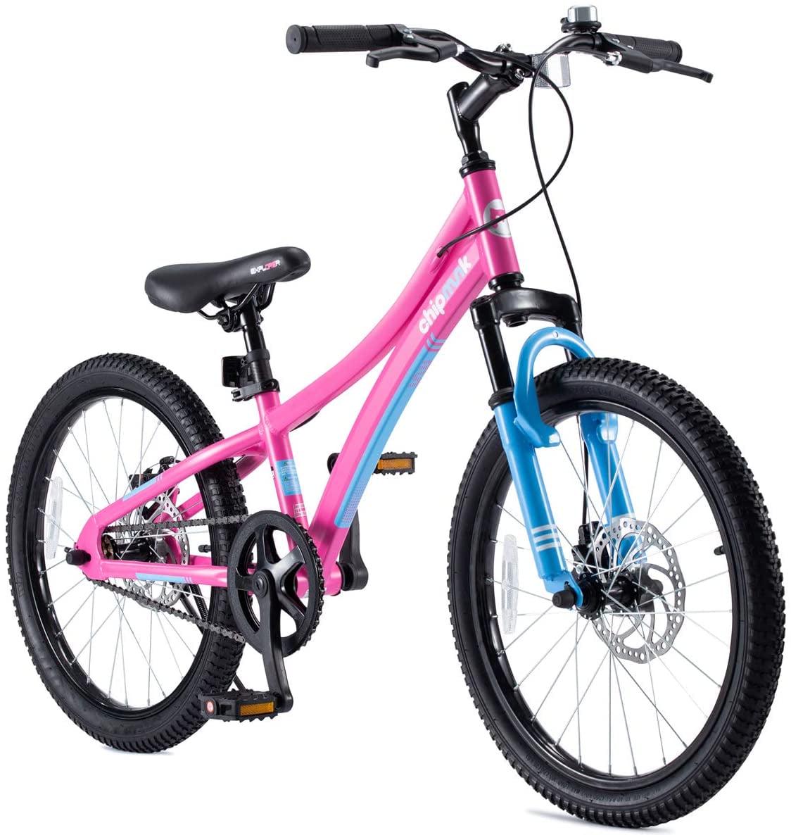 Royalbaby Boys Girls Kids Bike Explorer 20 Inch Bicycle Front Suspension Aluminum Child-s Cycle with Disc Brakes Pink