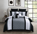 Chic Home Arlington 8-Piece Embroidered Comforter Set. Queen. Black