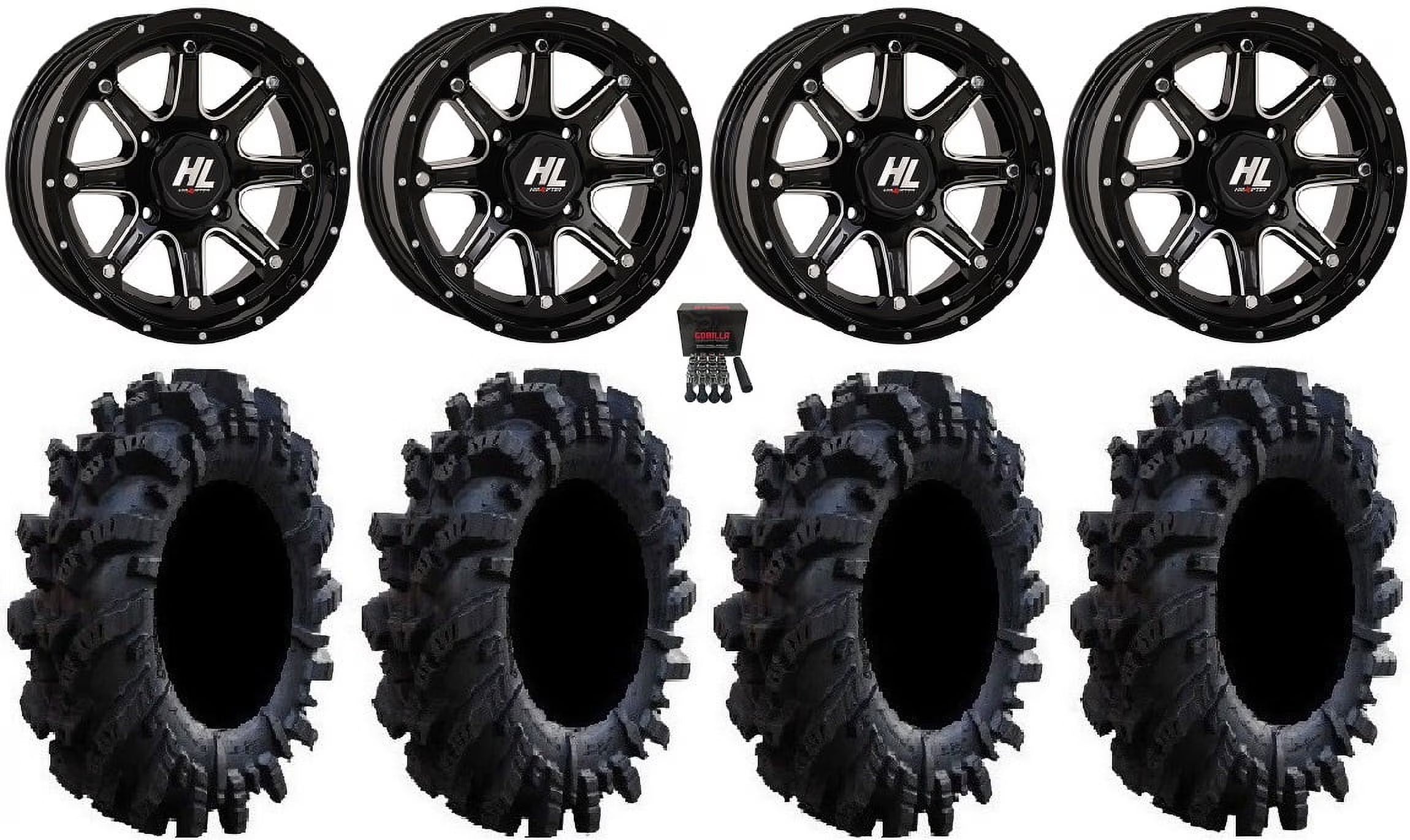 High Lifter HL4 14  Wheels Machined 30  Intimidator Tires Can-Am Commander Maverick Renegade Outlander Defender