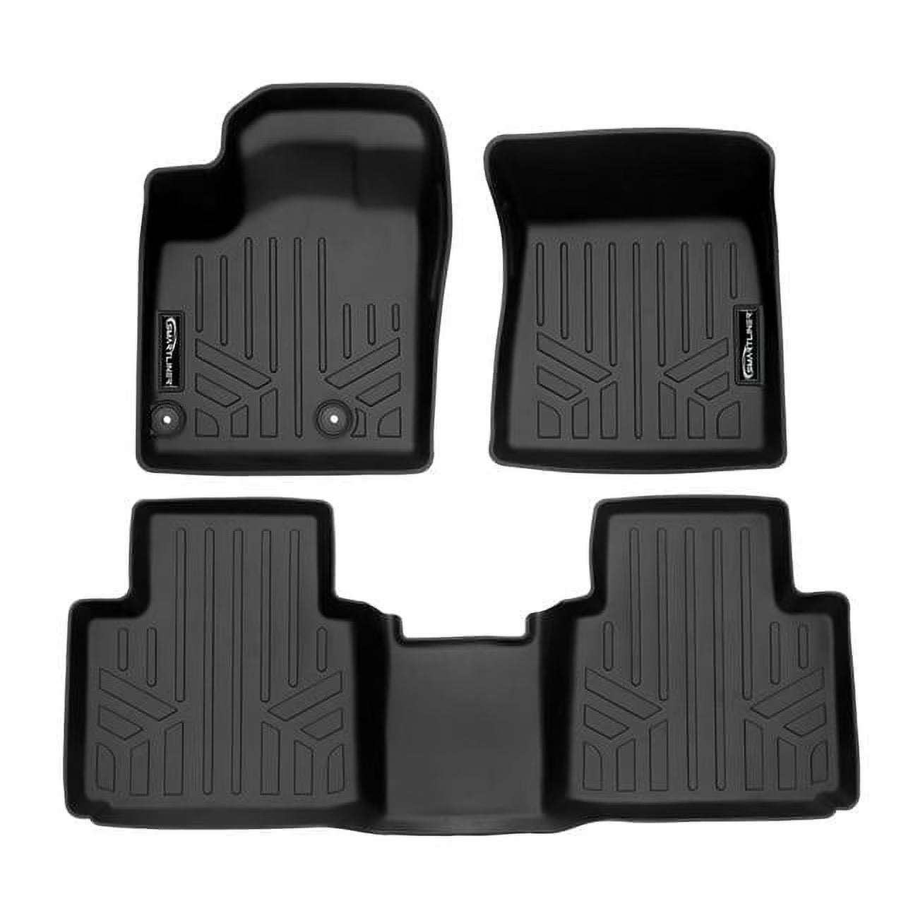 SMARTLINER Custom Fit Floor Mats 2 Row Liner Set Black Compatible With 2022-2025 Mitsubishi Outlander (Does not Fit PHEV or Sport Models)