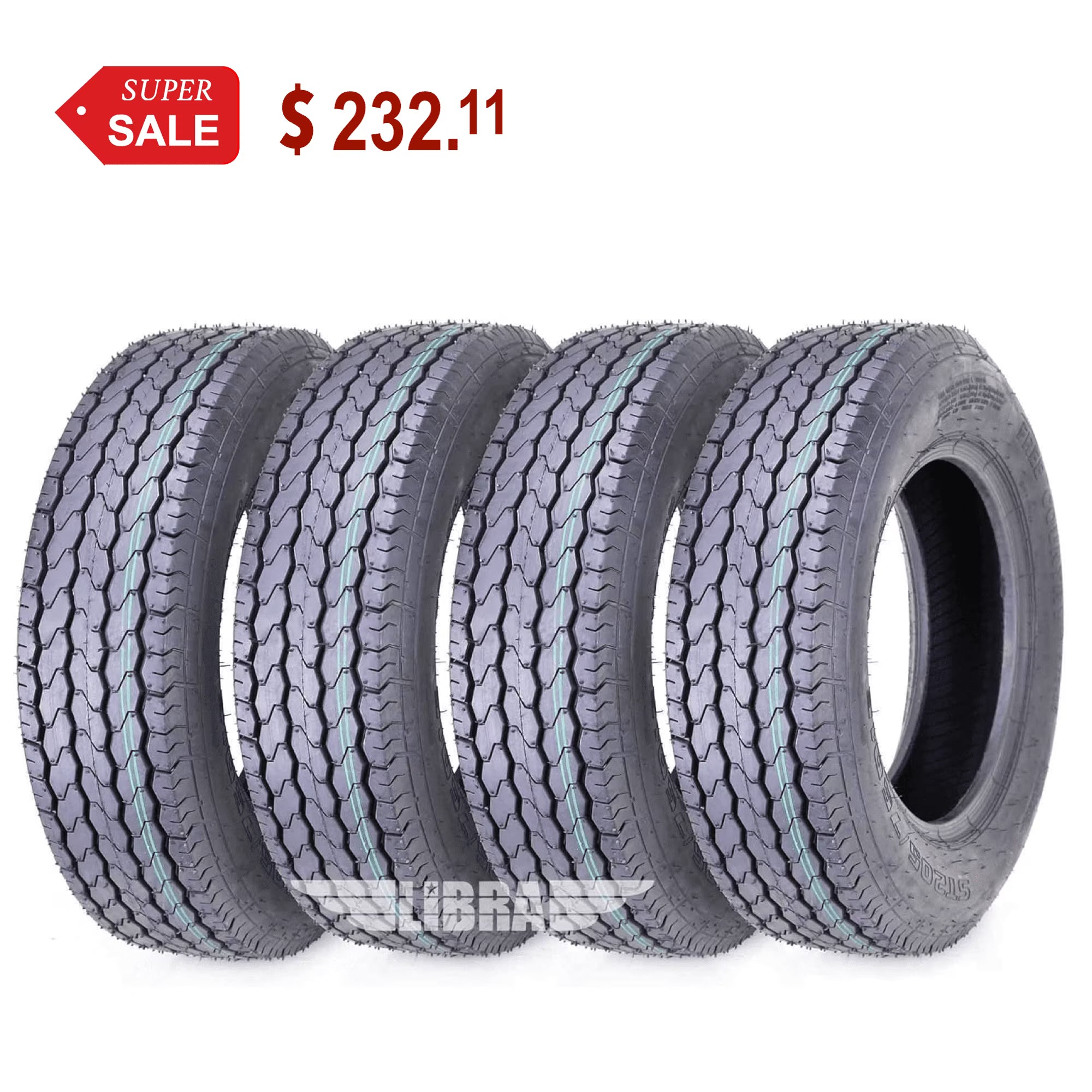 Free Country ST 205/75D15 6 PR Load Range C Trailer Tires- 11021, Set of 4