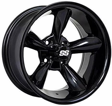 Godfather - 14 Inch Aluminum Golf Cart Wheel 14x7 | 4-4 Bolt | 3:4 Offset (Gloss Black)