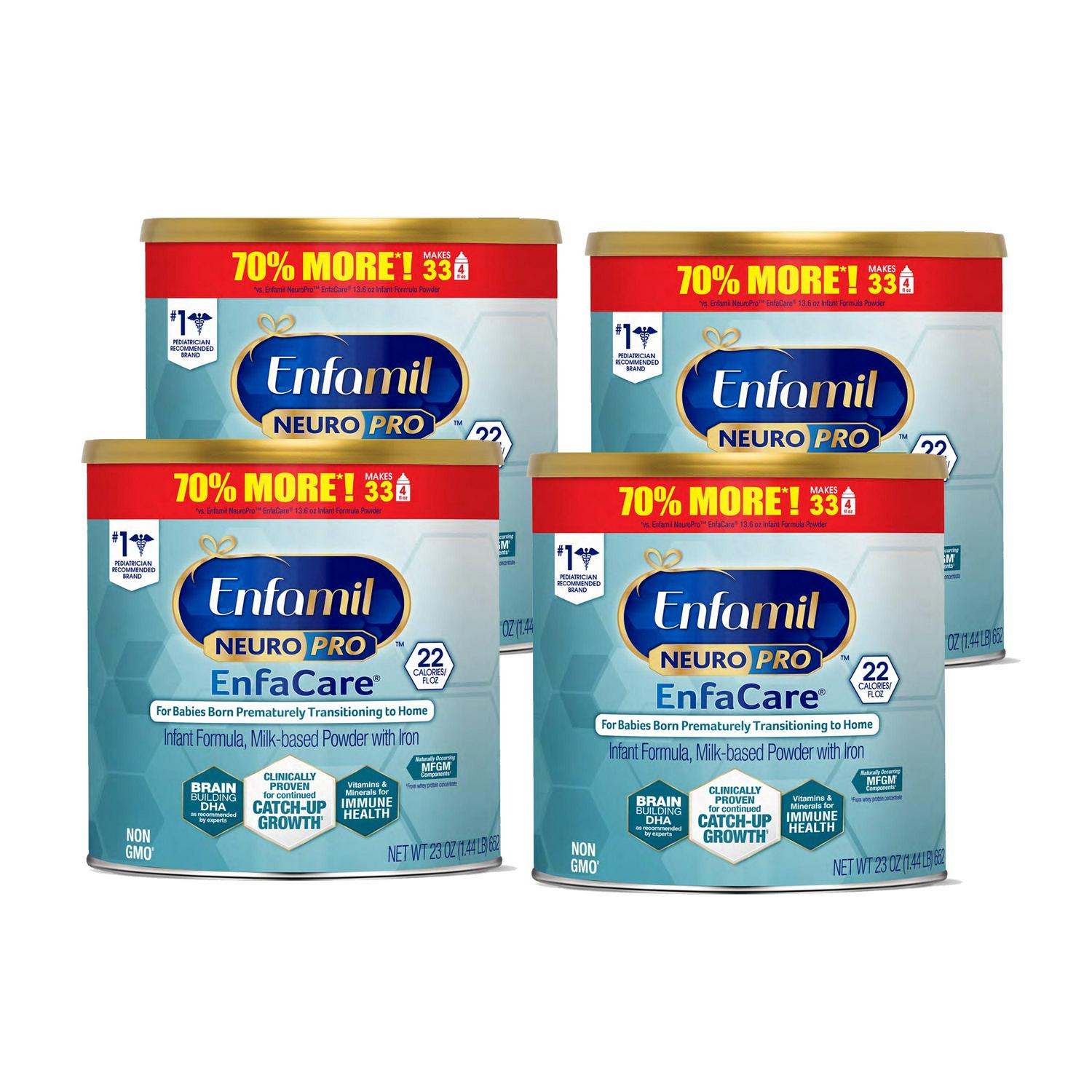 Enfamil NeuroPro EnfaCare Premature Discharge Powder Baby Formula. 23 oz Can. 4 count
