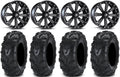 MSA Black Kore 14  UTV Wheels 28  Mud Lite II Tires Yamaha Viking Wolverine YXZ1000R CFMoto ZForce 950 UForce 1000