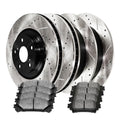 AutoShack Front & Rear Drilled & Slotted Brake Rotors Ceramic Brake Pads | Replacement for Lexus RX350 RX450h Toyota Sienna 2014-2019 Highlander V6 FWD | E-Coated | 12-PC Brake Kit | ShadowGuard