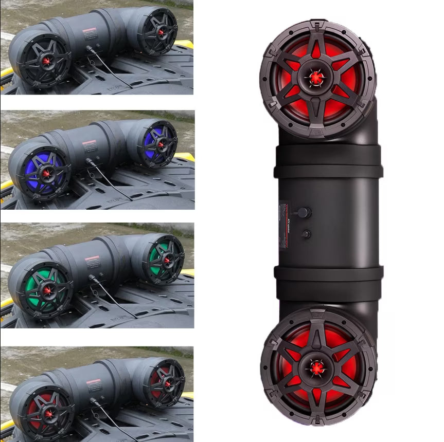 Kemimoto RGB ATV Sound Bar Speaker 8 Inch Bluetooth w/ 20 Light Modes 2X Full Range Speakers 2X Tweeters Sound System Compatible with Polaris Sportman Outlander