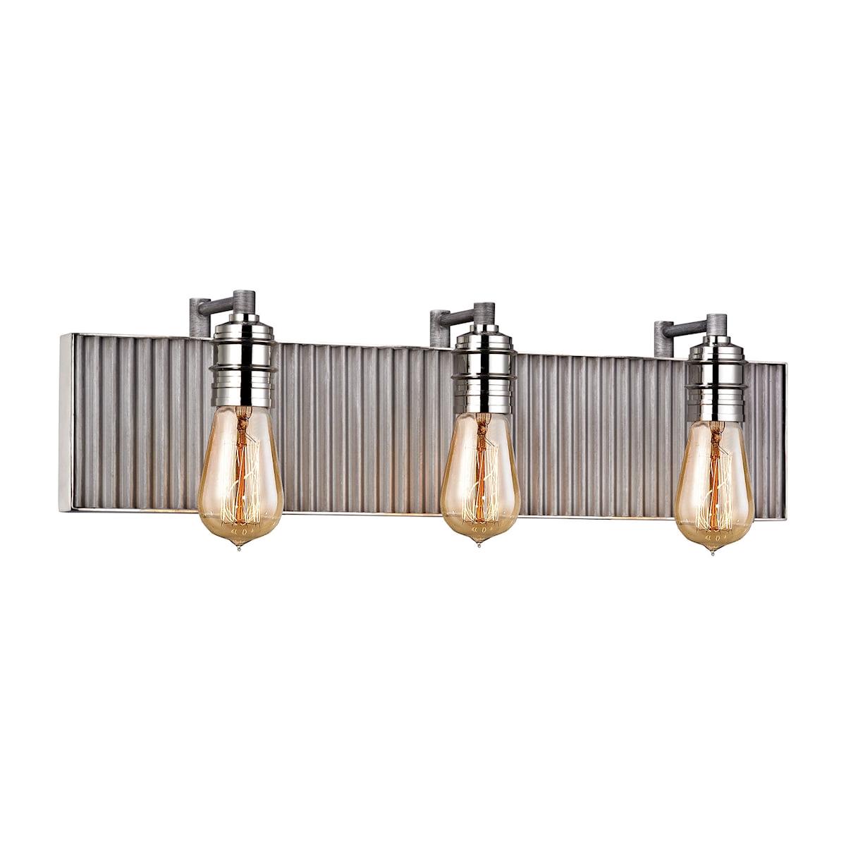 Elk Home 24-Inch Wide Corrugated Steel Vanity Light. Polished Nickel