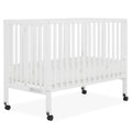 Dream On Me Quinn Full-Size Folding Crib. Removable Wheels. Modern Nursey. Adjustable Mattress Support. Patent Folding System in White