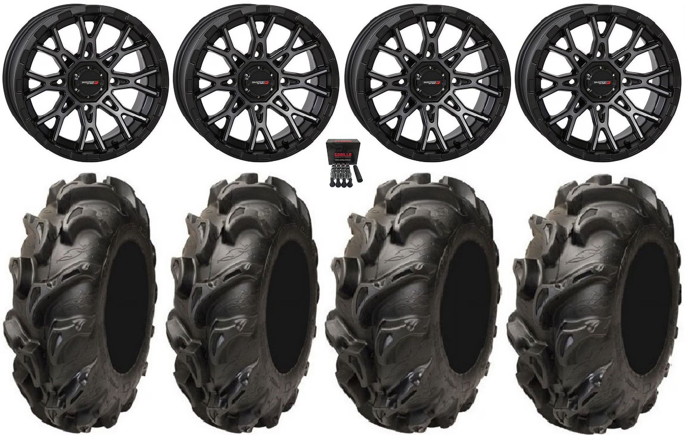 System 3 ST-6 12  Wheels Dt 28  Mega Mayhem Tires Honda Foreman Rancher SRA