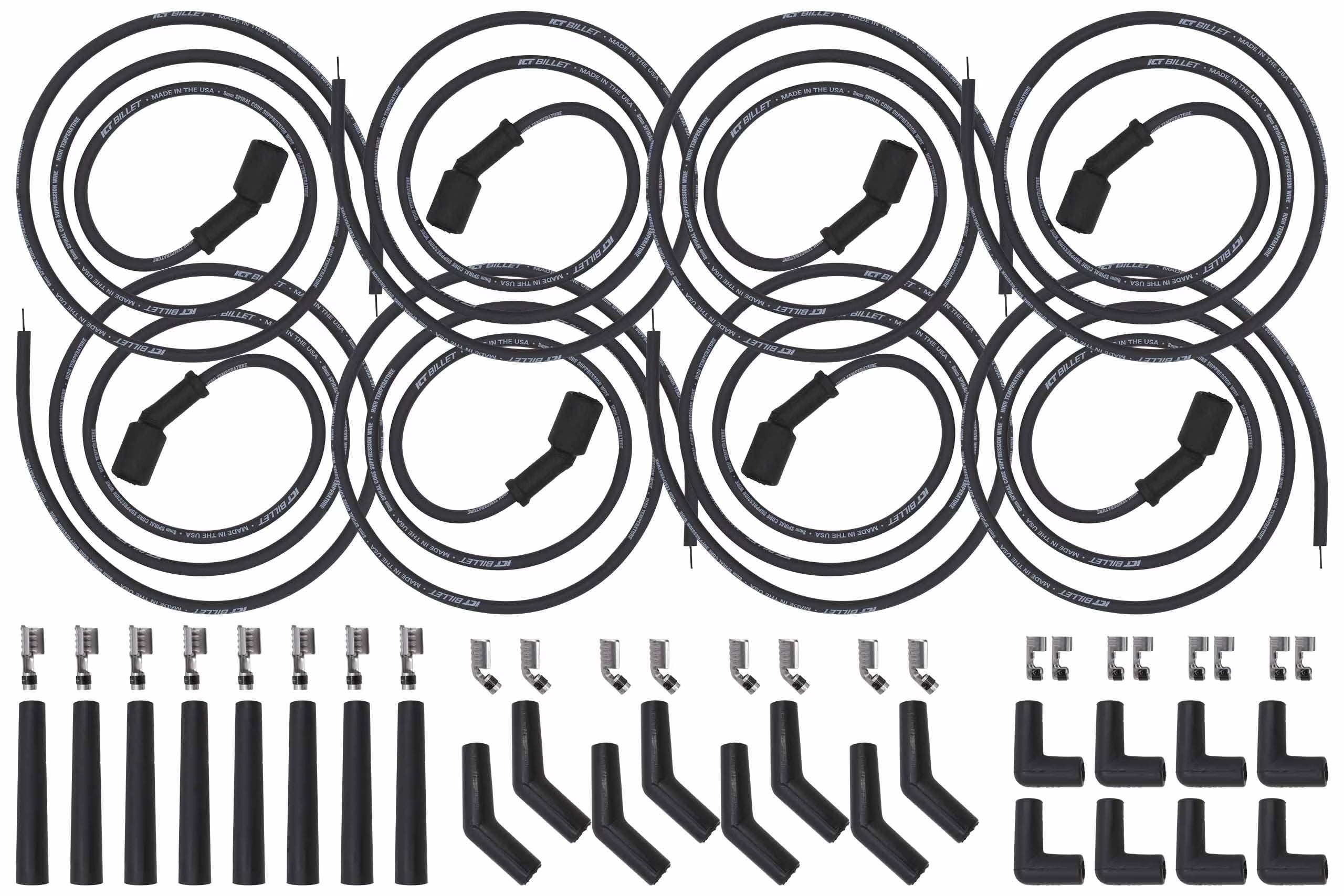 ICT Billet 5ft Universal Spark Plug Wire Set - LS LT Remote Coil Spiral Core Straight 90 135 Boots Compatible with LS1 LM7 LQ4 LS6 LQ9 LM4 LS2 LS3 LY6 LC9 LH8 LMG L99 551083