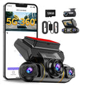 TOGUARD 4 Channel Dash Cam Front and Rear Inside with Hardwire Kit for 24h Security Parking Monitor, 1080p FHD 360 Degree View 5G Wifi Dash Camera, IR Night Vision Dashcam, G-Sensor, Free 128GB Card