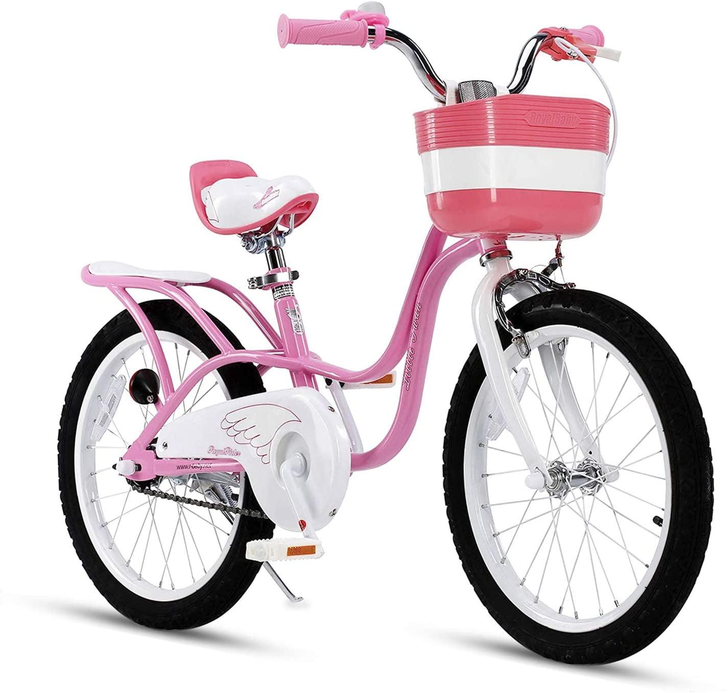 Royalbaby Little Swan Pink 18 In. Girl-s Bicycle with Basket and Kickstand