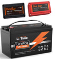 LiTime 12V 100Ah LiFePO4 Battery 1280Wh 4000-15000 Cycles Lithium Battery with Black &Red Bus Bar
