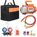 KFFKFF 1/4 HP HVAC Vacuum Pump and Gauge Set 4.5 CFM Manifold Gauge Kit with Hose