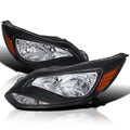 Spec-D Tuning Black Headlights Compatible with 2012-2015 Ford Focus L+R Pair Head Lights Lamp Assembly