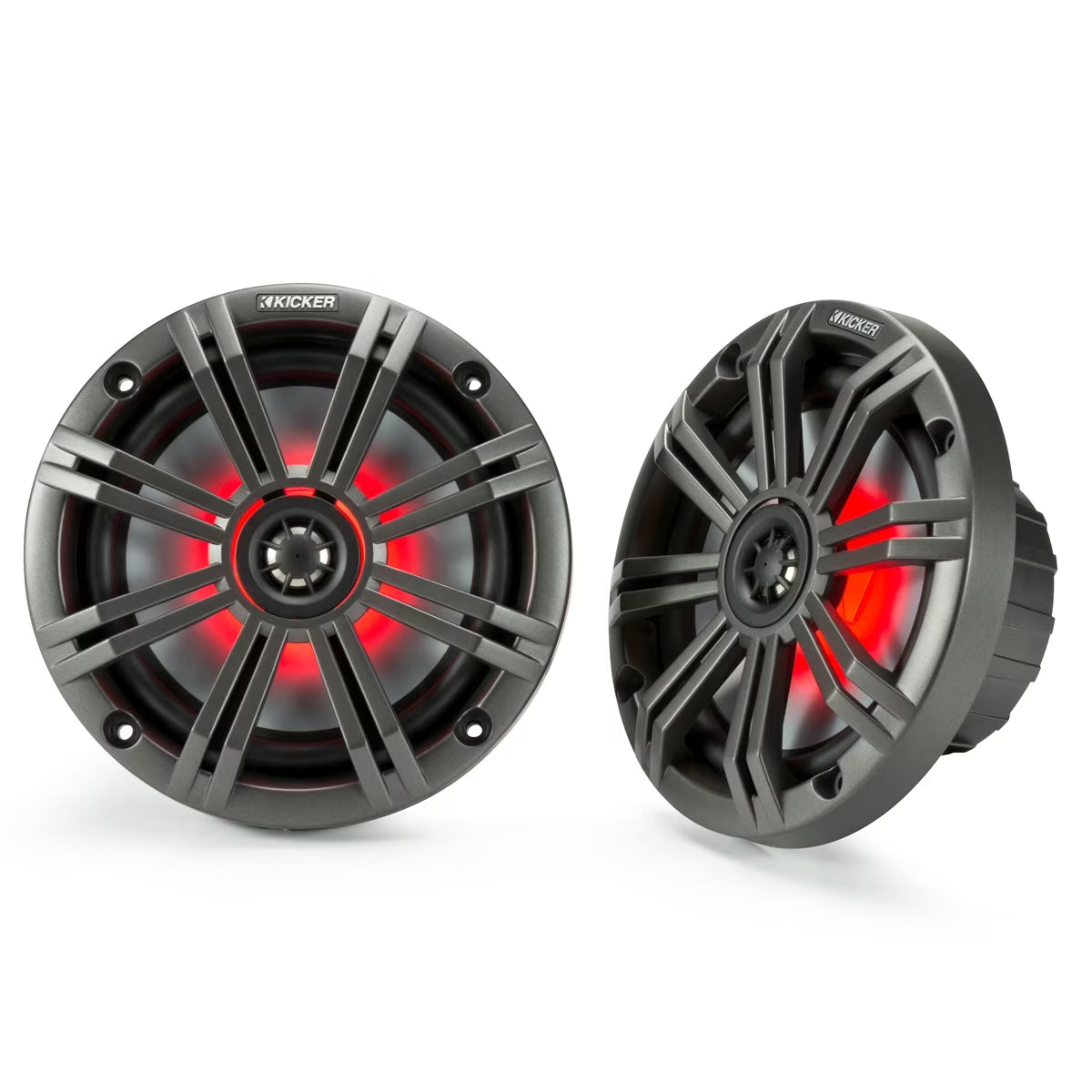 Kicker 45KM654L 6-1/2  LED Marine Coaxial Speakers - Pair