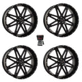 System 3 ST-7 24  Wheels Gloss Black Polaris RZR Turbo R & Pro R Ranger 1500 Xpedition