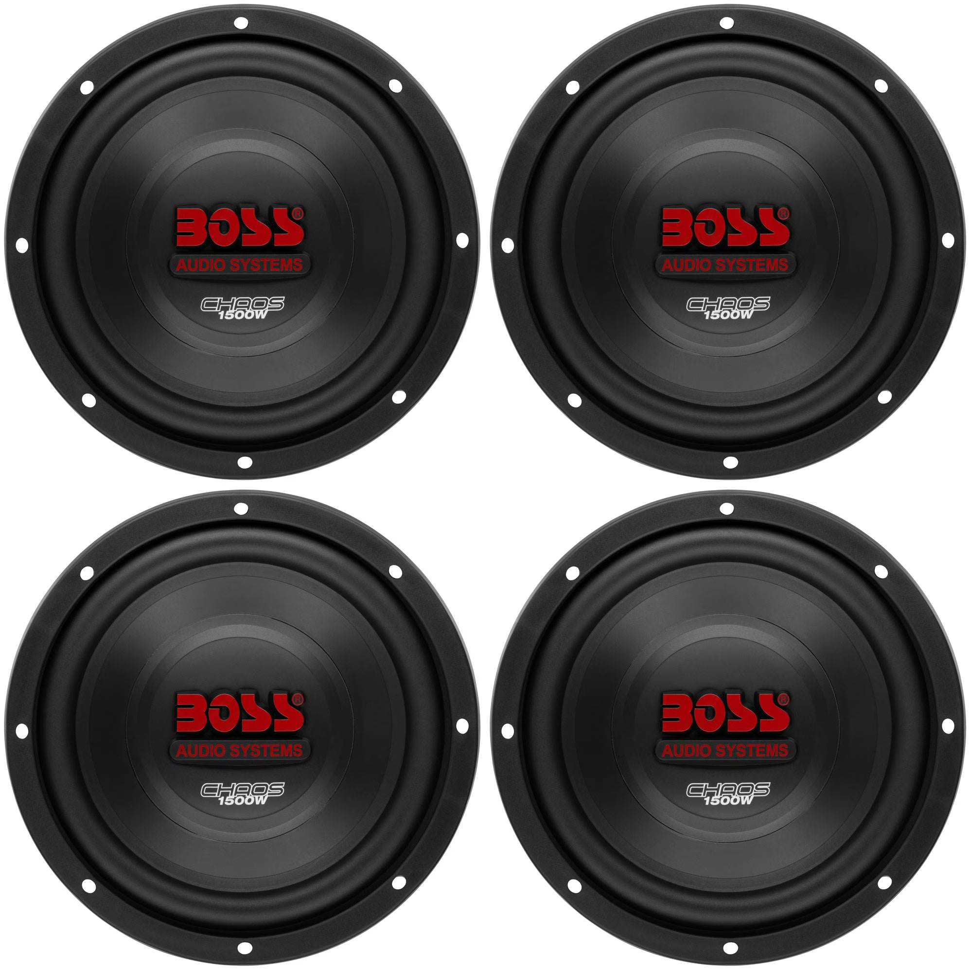 Boss 10  1500W Car Subwoofer Audio DVC Power Sub Woofer 4 Ohm Stereo (4 Pack)
