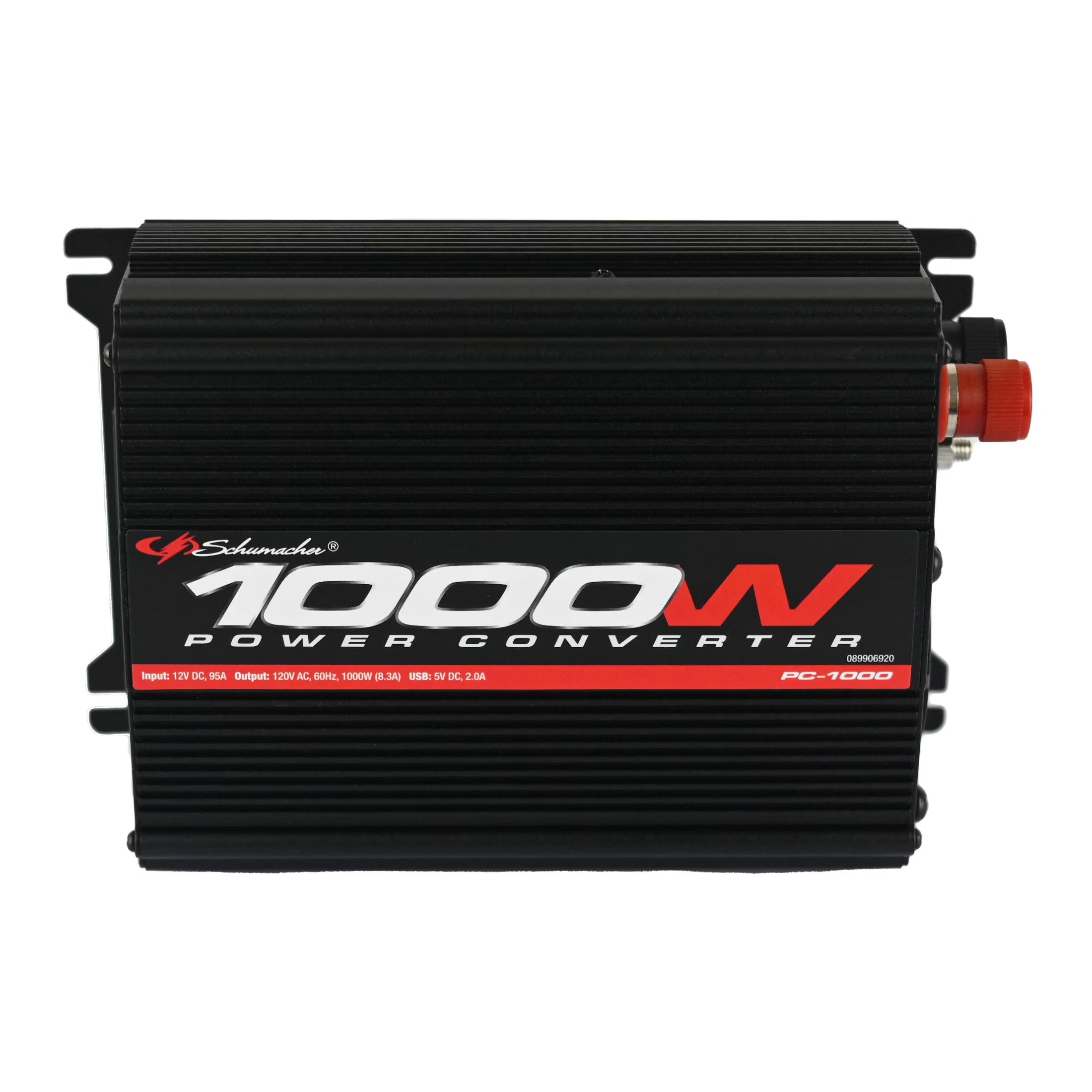 Schumacher Electric 1000 Continuous/2000 Peak Watt DC-to-AC Converter, 120V AC Outlets, USB, Modified Sine Wave, 12V Auto/Marine Batteries, PC-1000
